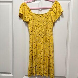 1901 Yellow Floral Off-Shoulder Midi Dress